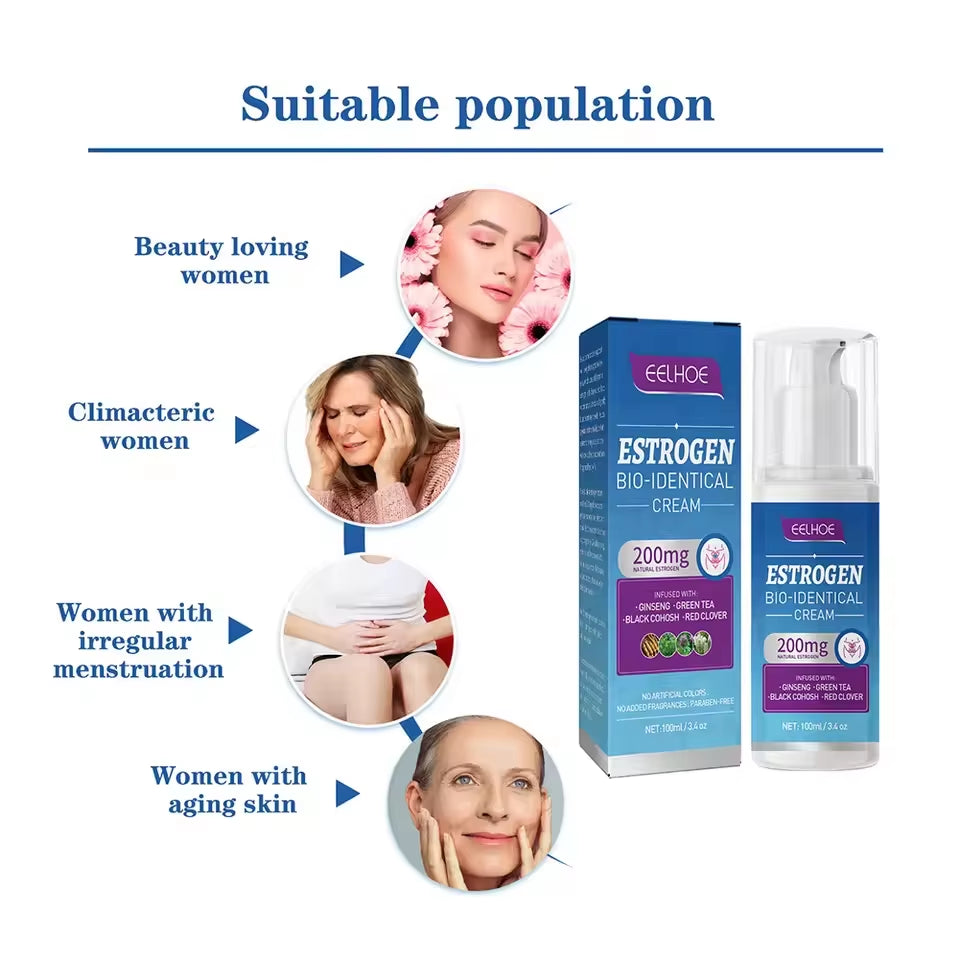 100Ml Estrogen Relief Cream for Women Menopause Soothing Balm Menstrual Cycle & Body Balance Support Helps Reduce Hot Flashes